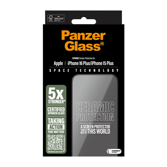 PanzerGlass - Edzett Üveg UWF Ceramic az applikátorral - iPhone 16 Plus, tiszta