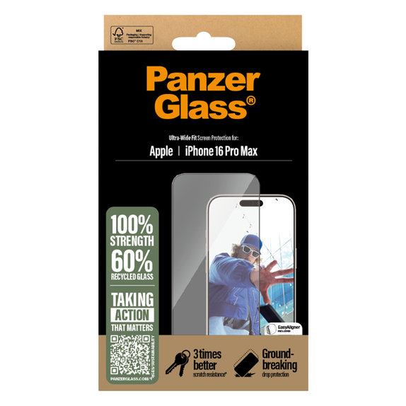 PanzerGlass - Edzett Üveg UWF az applikátorral - iPhone 16 Pro Max, tiszta