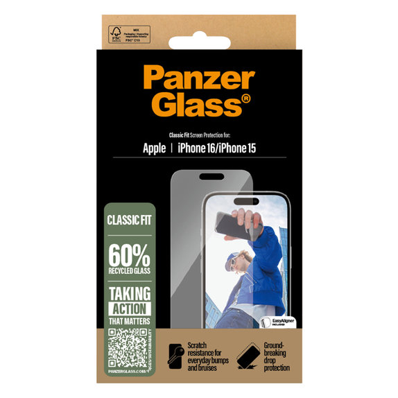PanzerGlass - Edzett Üveg - iPhone 16, tiszta