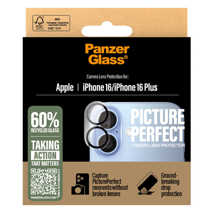 PanzerGlass - Kameralencse Védőburkolat PicturePerfect - iPhone 16 és 16 Plus, tiszta