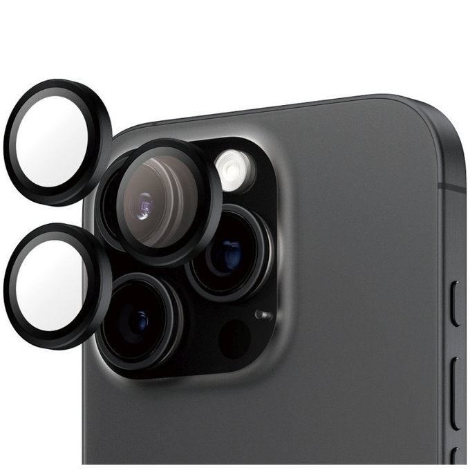 Objektívlencse védő Hoops iPhone 16 Pro Max/16 Pro, Fekete, PanzerGlass