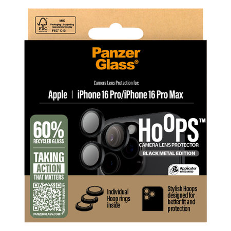 PanzerGlass - Kameralencse Védőburkolat Hoops - iPhone 16 Pro és 16 Pro Max, fekete
