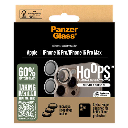 PanzerGlass - Kameralencse Védőburkolat Hoops - iPhone 16 Pro és 16 Pro Max, tiszta