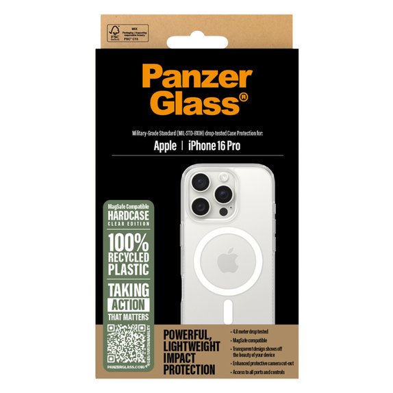 PanzerGlass - Tok HardCase - MagSafe - iPhone 16 Pro, átlátszó