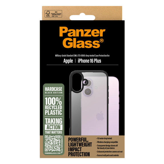 PanzerGlass - Tok HardCase - iPhone 16 Plus, fekete