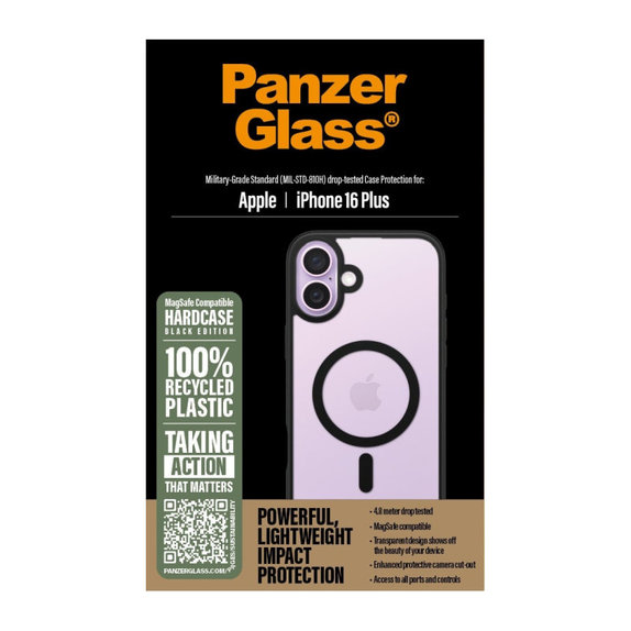 Tok HardCase MagSafe-fel - iPhone 16 Plus, fekete, PanzerGlass