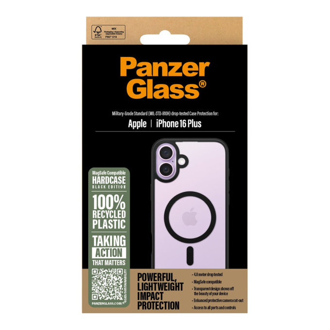 Tok HardCase MagSafe-fel - iPhone 16 Plus, fekete, PanzerGlass