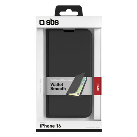 SBS - Tok Book Wallet Smooth - iPhone 16, fekete