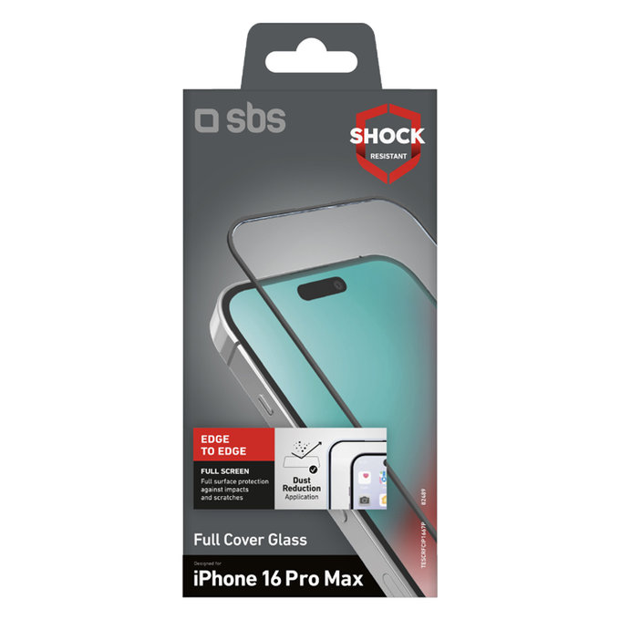 SBS - Edzett Üveg Full Cover - iPhone 16 Pro Max, fekete