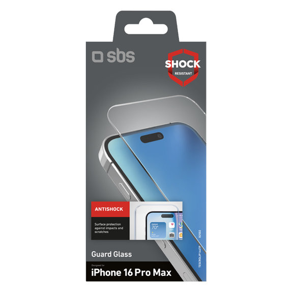 SBS - Edzett Üveg Guard Glass - iPhone 16 Pro Max, tiszta