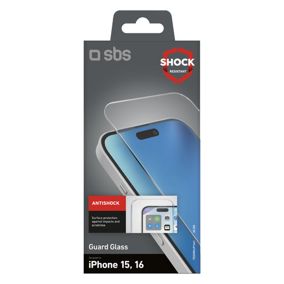 SBS - Edzett Üveg Guard Glass - iPhone 16, tiszta