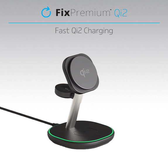 FixPremium - MagSafe Töltőállvány Qi2-vel, fekete
