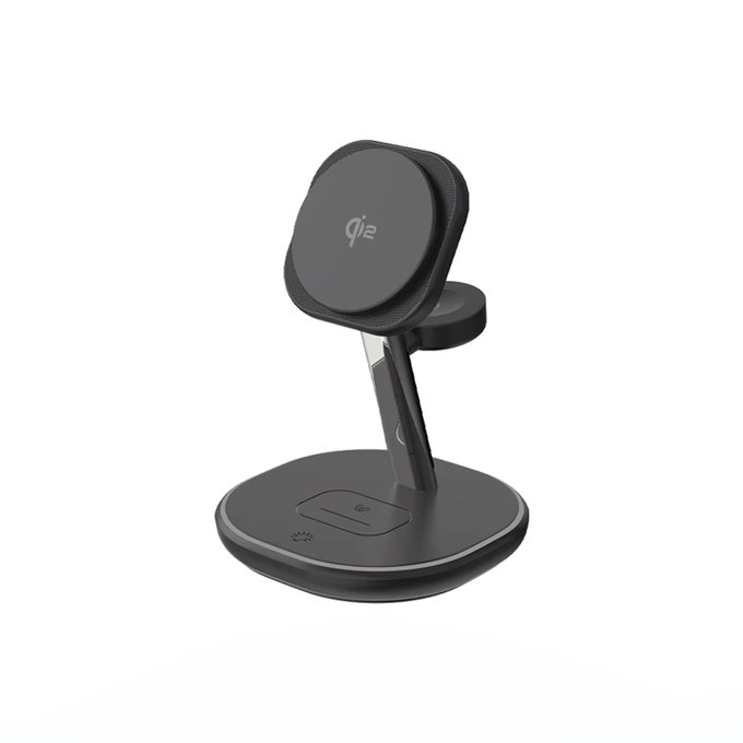 FixPremium - MagSafe Töltőállvány Qi2-vel, fekete