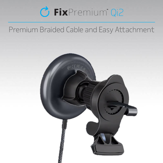FixPremium - MagSafe Autós töltő Qi2-vel, fekete