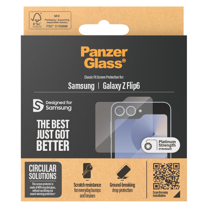 Edzett üveg Classic Fit Samsung Galaxy Z Flip6 készülékhez, Átlátszó, PanzerGlass