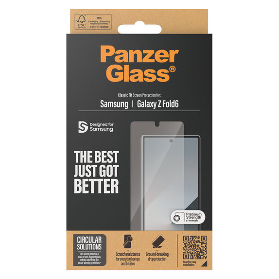 Edzett üveg Classic Fit Samsung Galaxy Z Fold6 készülékhez, Átlátszó, PanzerGlass