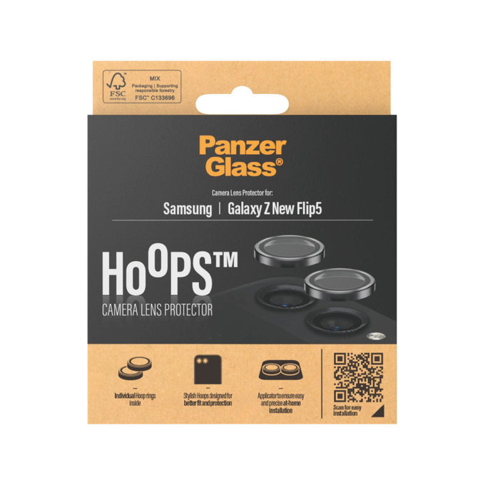 Hoops Kameralencse-védő Samsung Z Flip6 készülékhez, Fekete, PanzerGlass