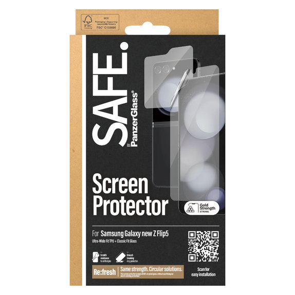 Védőfólia UWF és edzett üveg Samsung Galaxy Z Flip6 készülékhez, Átlátszó, SAFE by PanzerGlass