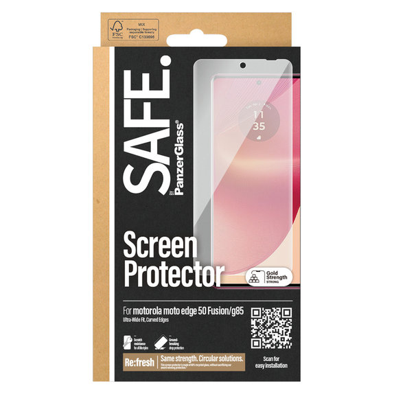 Edzett üveg UWF Motorola Moto G85 5G/Edge 50 Fusion készülékhez, Fekete, SAFE by PanzerGlass