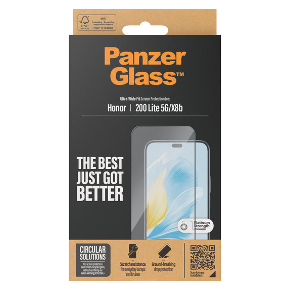 Edzett üveg UWF Honor 200 Lite készülékhez, Fekete, PanzerGlass