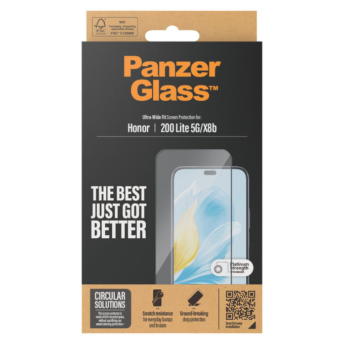 Edzett üveg UWF Honor 200 Lite készülékhez, Fekete, PanzerGlass
