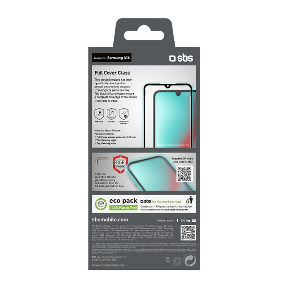 SBS - Edzett üveg Full Cover - Samsung Galaxy A17, A16 és A26, fekete