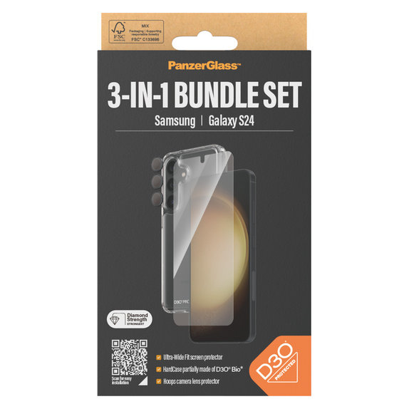 Bundle Hoops + Edzett üveg UWF + Hard Case D3O Samsung Galaxy S24 készülékhez, PanzerGlass