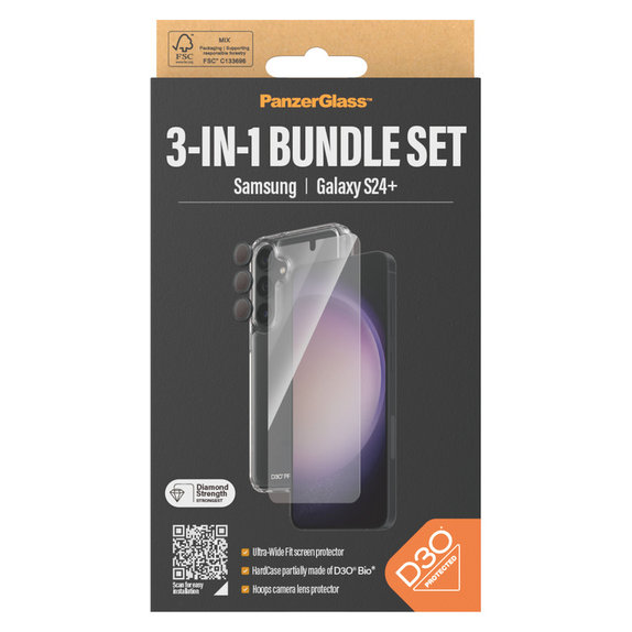Bundle Hoops + Edzett üveg UWF + Hard Case D3O Samsung Galaxy S24+ készülékhez, PanzerGlass