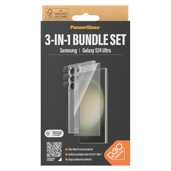 Bundle Hoops + Edzett üveg UWF + Hard Case D3O Samsung Galaxy S24 Ultra készülékhez, PanzerGlass
