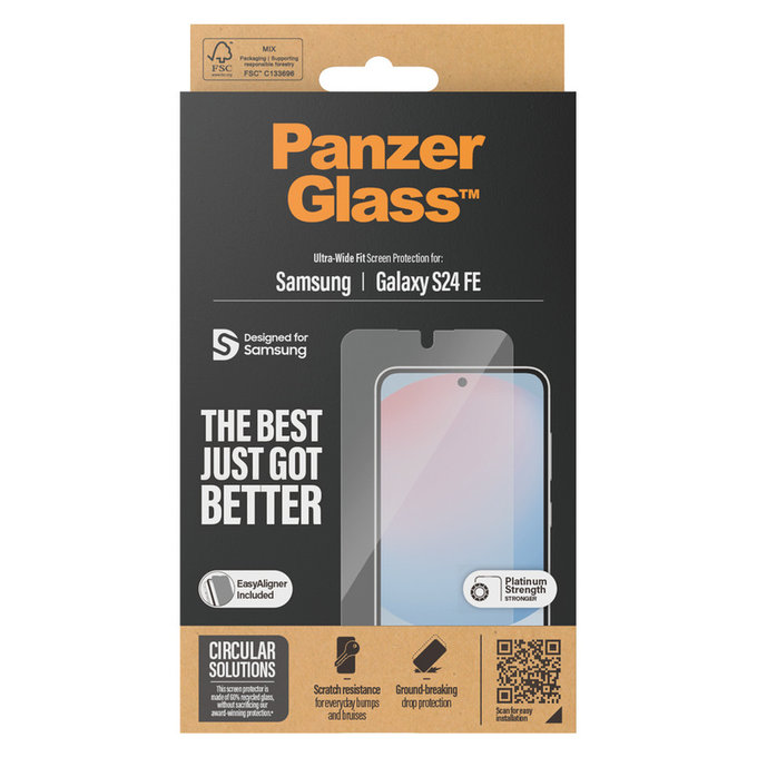 Edzett üveg UWF applikátorral Samsung Galaxy S24 FE készülékhez, Átlátszó, PanzerGlass