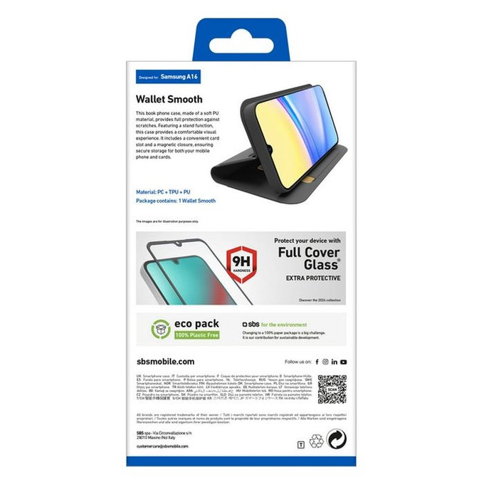 SBS - Tok Book Wallet Smooth - Samsung Galaxy A16, fekete