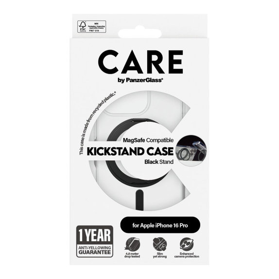 Kickstand tok MagSafe támogatással iPhone 16 Pro készülékhez, Fekete, CARE