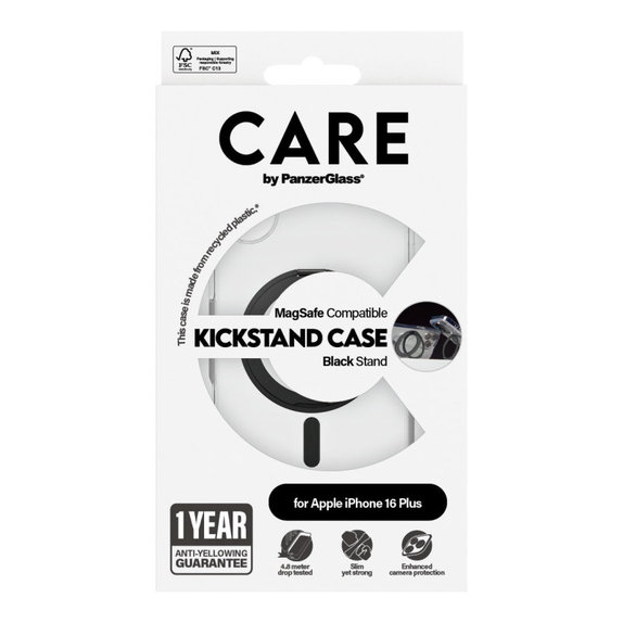 Kickstand tok MagSafe támogatással iPhone 16 Plus készülékhez, Fekete, CARE
