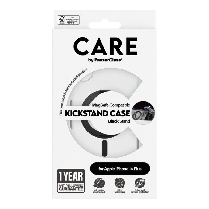 Kickstand tok MagSafe támogatással iPhone 16 Plus készülékhez, Fekete, CARE