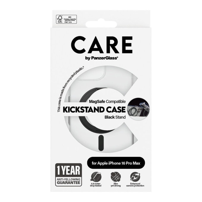 Kickstand tok MagSafe támogatással iPhone 16 Pro Max készülékhez, Fekete, CARE
