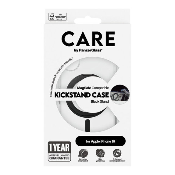 Kickstand tok MagSafe támogatással iPhone 16 készülékhez, Fekete, CARE
