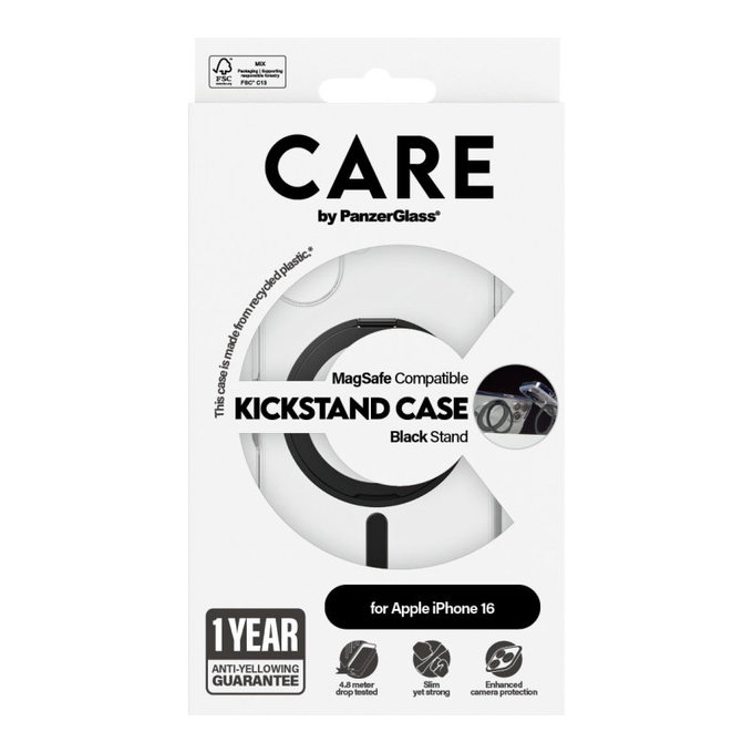 Kickstand tok MagSafe támogatással iPhone 16 készülékhez, Fekete, CARE
