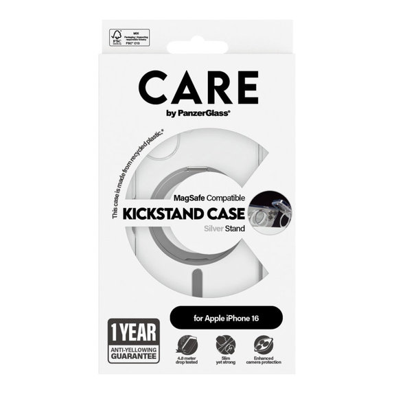 Kickstand tok MagSafe támogatással iPhone 16 készülékhez, Ezüst, CARE
