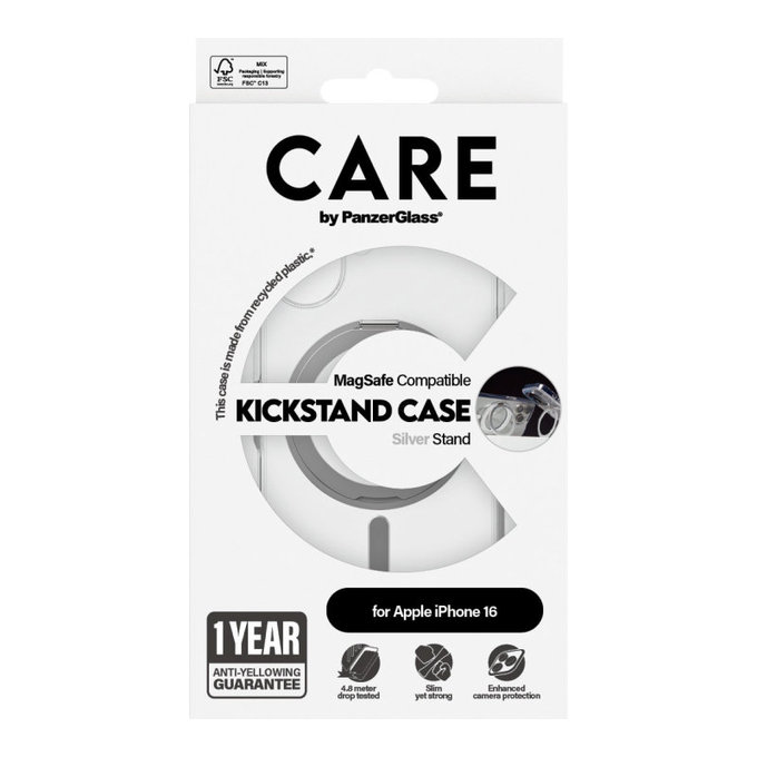 Kickstand tok MagSafe támogatással iPhone 16 készülékhez, Ezüst, CARE