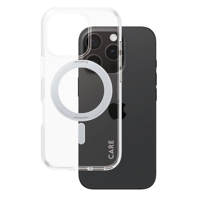 Kickstand tok MagSafe támogatással iPhone 16 Pro készülékhez, Ezüst, CARE