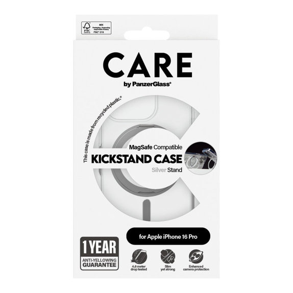 Kickstand tok MagSafe támogatással iPhone 16 Pro készülékhez, Ezüst, CARE