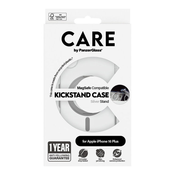 Kickstand tok MagSafe támogatással iPhone 16 Plus készülékhez, Ezüst, CARE