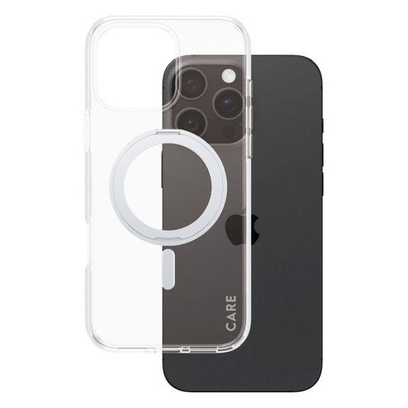 Kickstand tok MagSafe támogatással iPhone 16 Pro Max készülékhez, Ezüst, CARE
