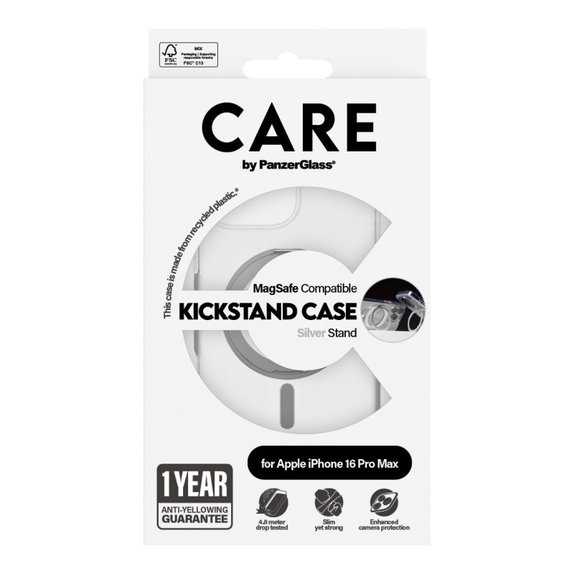 Kickstand tok MagSafe támogatással iPhone 16 Pro Max készülékhez, Ezüst, CARE