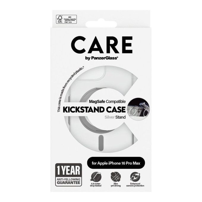 Kickstand tok MagSafe támogatással iPhone 16 Pro Max készülékhez, Ezüst, CARE