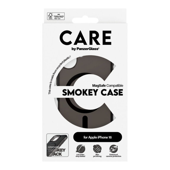 Smokey tok MagSafe támogatással iPhone 16 készülékhez, Fekete, CARE