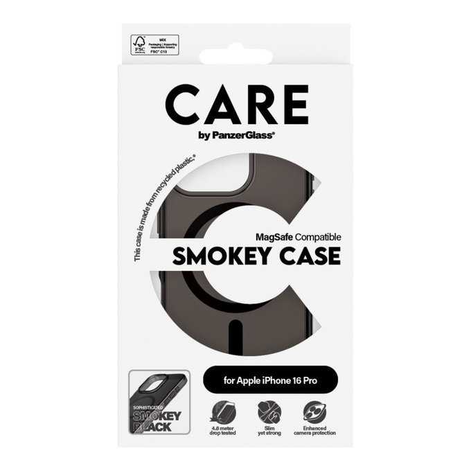 Smokey tok MagSafe támogatással iPhone 16 Pro készülékhez, Fekete, CARE