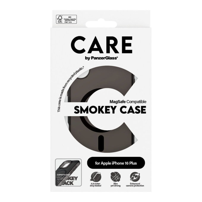 Smokey tok MagSafe támogatással iPhone 16 Plus készülékhez, Fekete, CARE