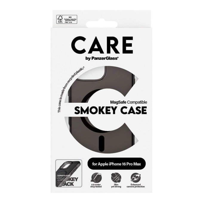 Smokey tok MagSafe támogatással iPhone 16 Pro Max készülékhez, Fekete, CARE