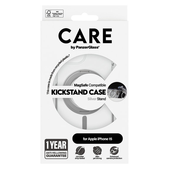 Tok Kickstand MagSAFE by PanzerGlass-fel iPhone 15 készülékhez, Ezüst, PanzerGlass
